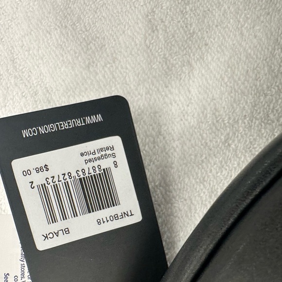 NWT True Religion Black w/Tan Guitar Strap, Coin/Airpod case clipped on Strap - Picture 7 of 7